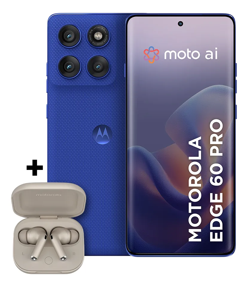 Kit Smartphone Edge 60 Pro 5G 256GB Azul + Fone Bluetooth Moto Buds + Vanilla